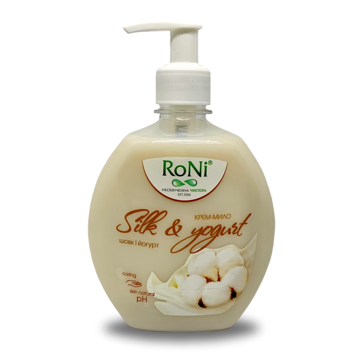 Крем-мило рідке Silk&Yogurt з гліцерином дозатор RoNi 450мл