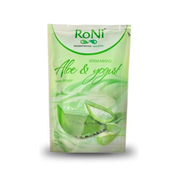 Крем-мило рідке Aloe&Yogurt з гліцерином дозатор RoNi 450мл Крем-мило рідке Aloe&Yogurt з гліцерином дозатор RoNi 450мл